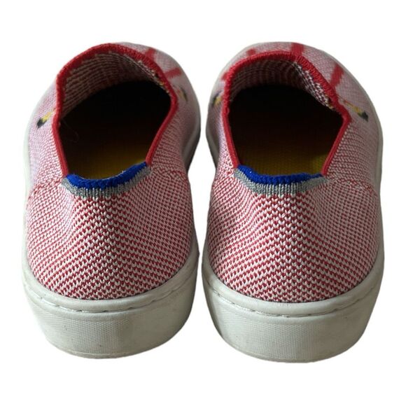 Rothy's Red Flamingo Pattern Youth The Kids Shoes Sneaker Size 12 Flat Pull On. - Picture 5 of 10